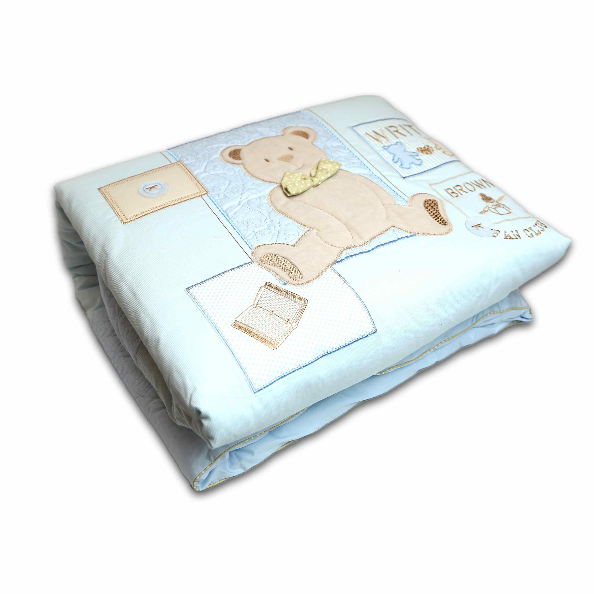 سرویس لحاف نوزادی 7 تکه کازابل طرح بریتیش لاو Casabel Baby 7pcs CS Blue British Love Bedding Set