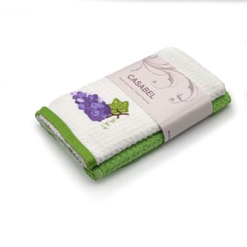 حوله 2 تکه آشپزخانه کازابل طرح انگور سیاه Casabel Kitchen Towel Set 2pcs 40X70 Purple Grape White and Green Color