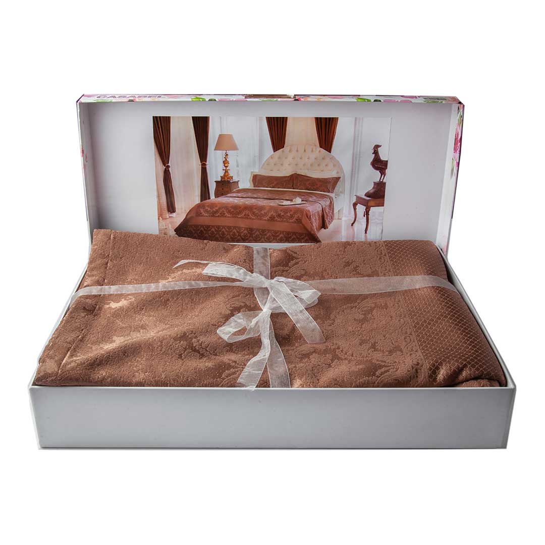 ست روتختی مخملی ژاکارد کازابل طرح رزالیندا Casabel Bedspread Rosalinda Double Purple