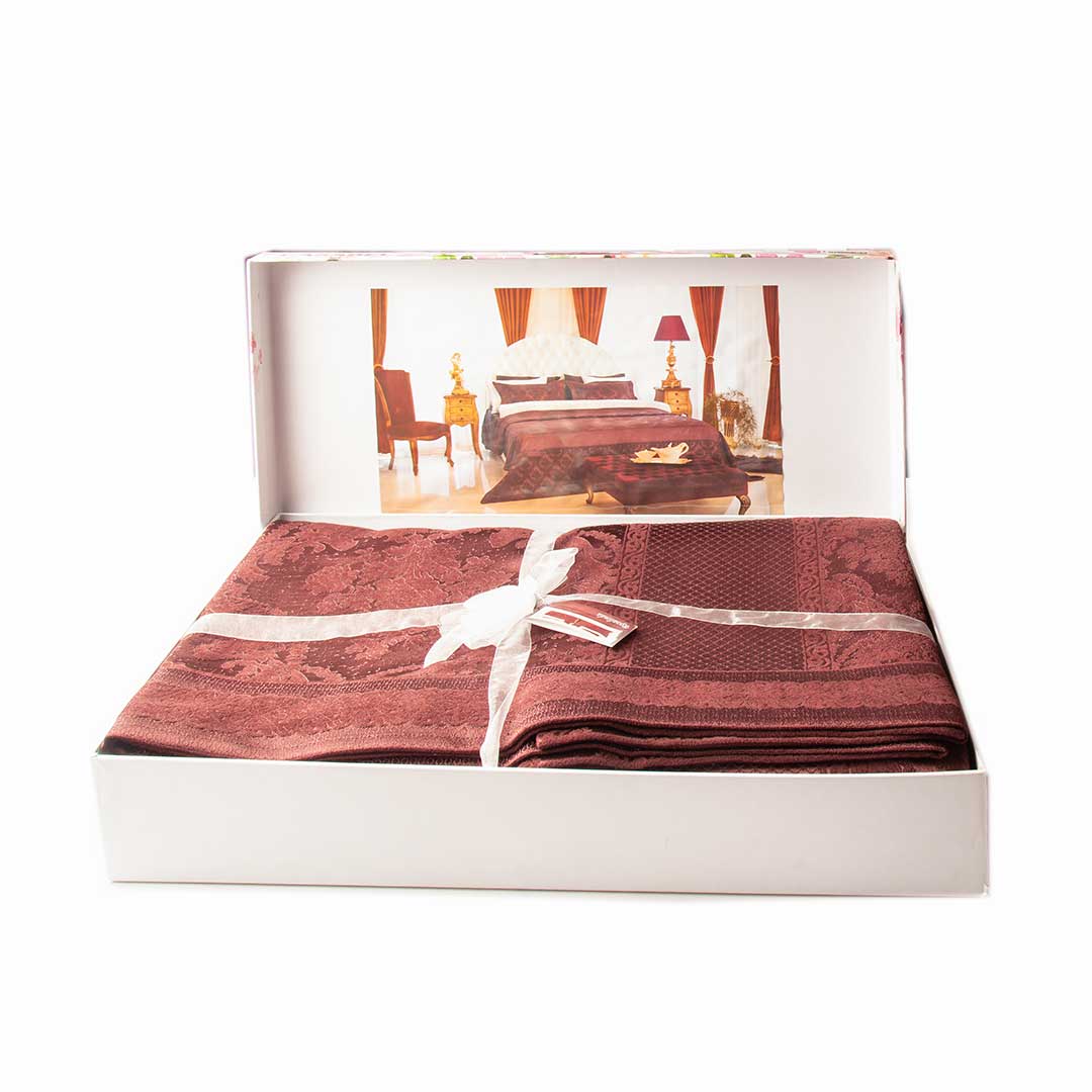 ست روتختی مخملی ژاکارد کازابل طرح رزالیندا Casabel Bedspread Rosalinda Double Purple