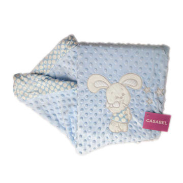 پتو دورو برجسته کازابل طرح رابیت DOUBLE LAYER BRODERIE BABY BLANKET100*75 RABBIT BLUE