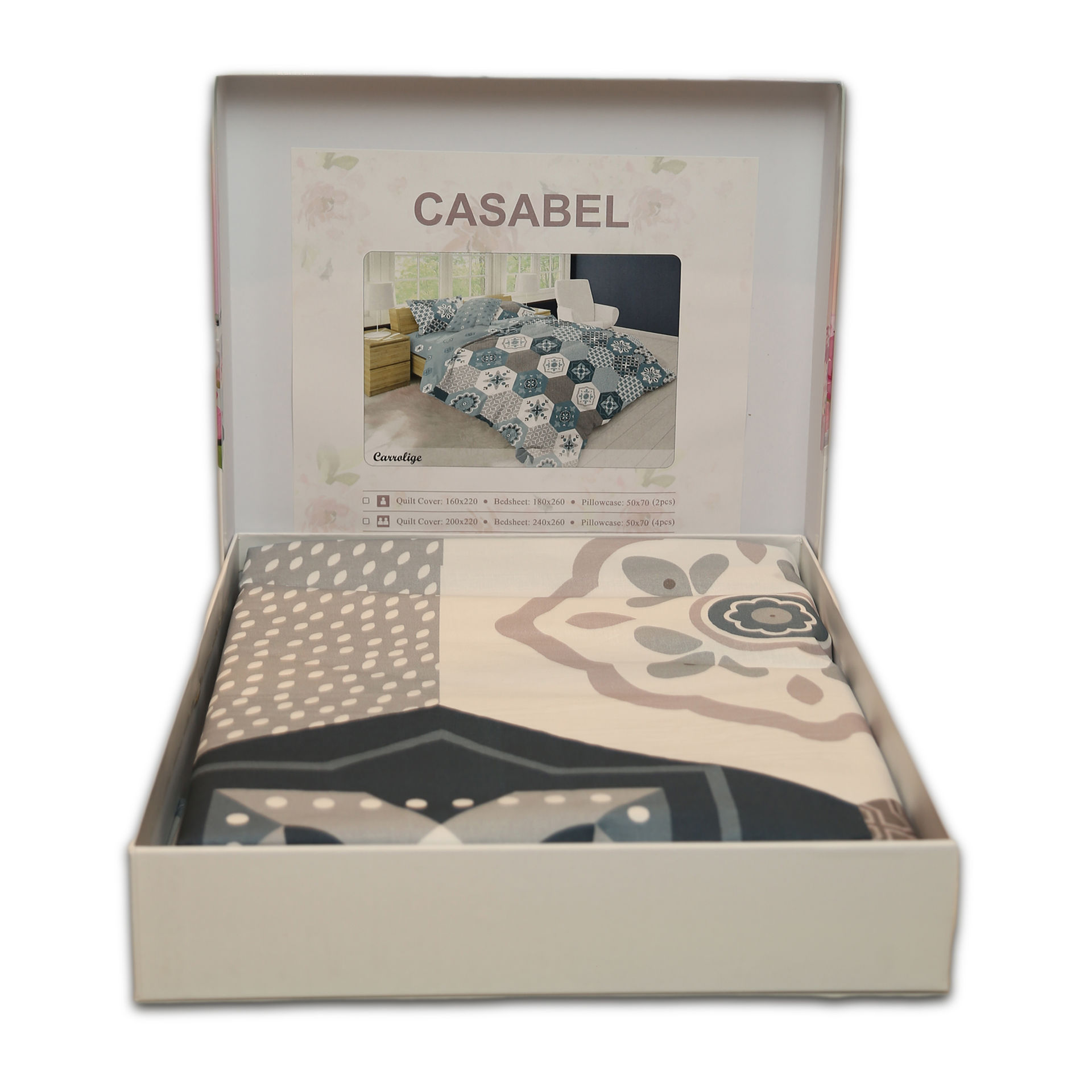 سرویس ملحفه دیجیتالی پرکاله دورو کازابل طرح کارولیگ Casabel Digital QCS DBLFaces  Carrolige