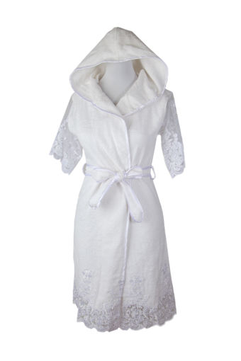 حوله گیپور-دانتل تاچ طرح لیسی TAC Lacy Bathrobe S/M White