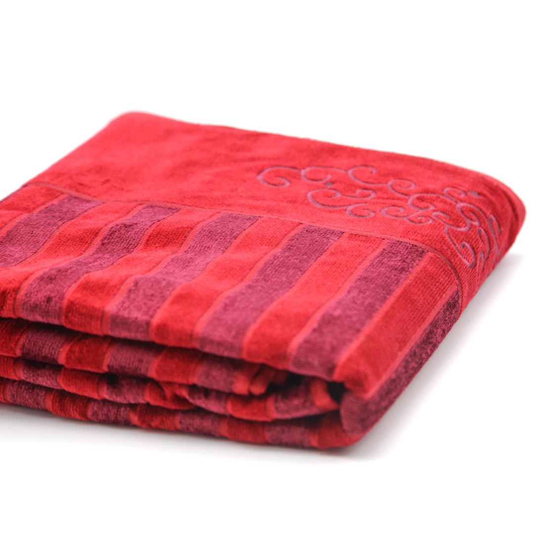 حوله حوله حمام تاچ طرح قلاب دوزی TAC Bath Towel 100X150 l Embroidered Red No 15